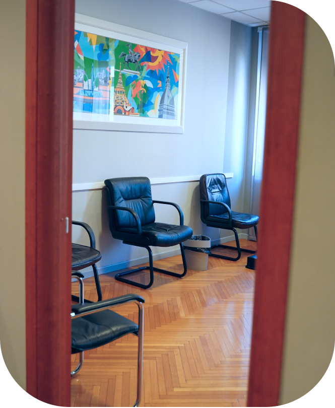 Sala d’attesa della clinica Edoria Vision a Torino